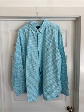 Polo by Ralph Lauren Aqua Gingham Button-Down Shirt
